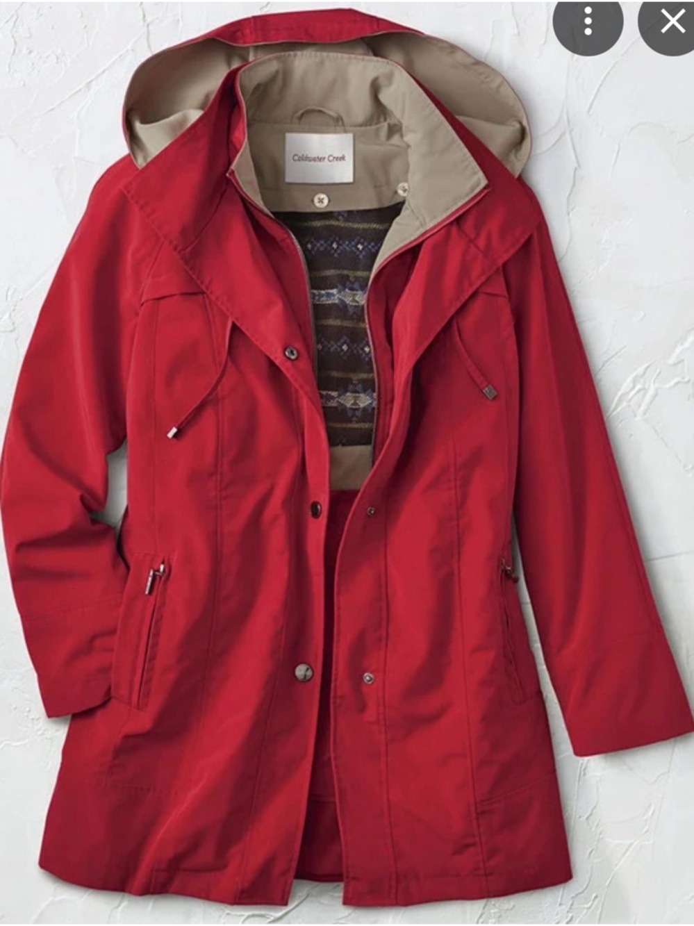 Coldwater Creek Hooded Women's Coat All weather size XL Red